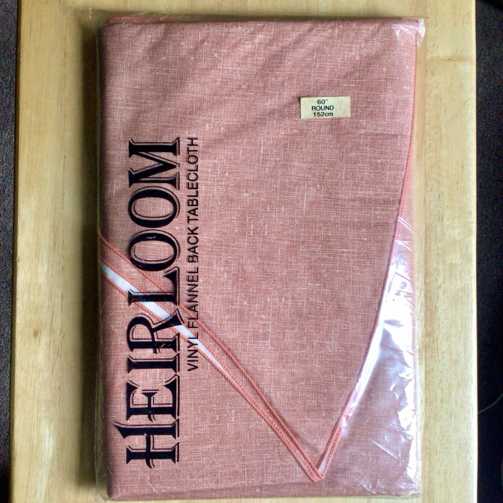 Vintage Heirloom Vinyl Flannel Back Tablecloth - 60” Round